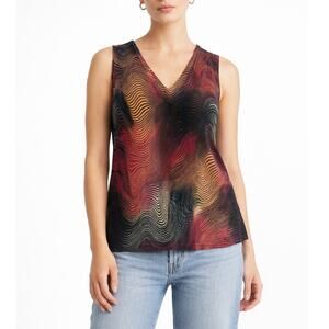 Y2k Plissé pleated abstract swirl tank top size large multicolor
